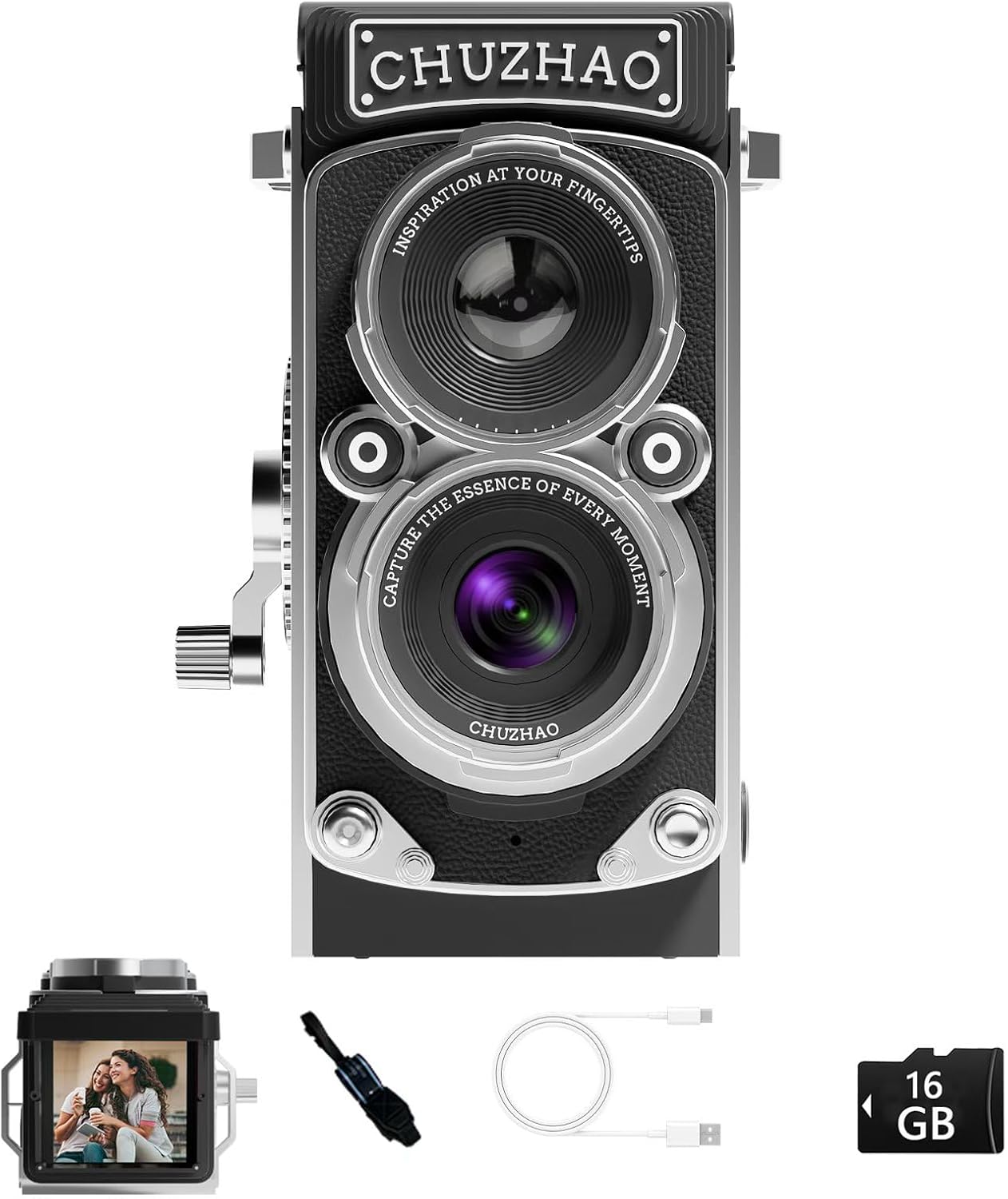 CHUZHAO Mini Retro Dijital Kamera – TLR Tarzı, Kompakt ve Eğlenceli - Lumipop