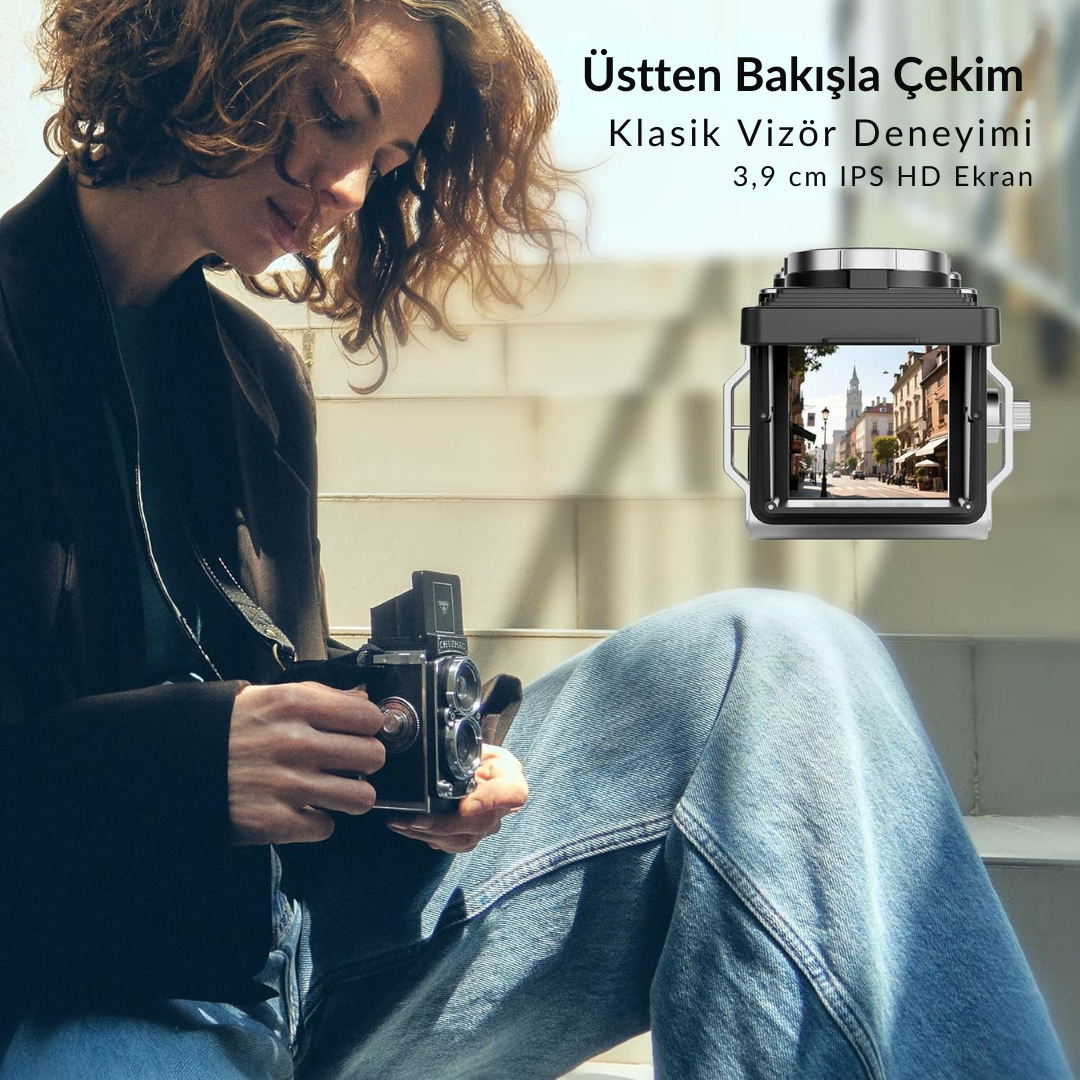 CHUZHAO Mini Retro Dijital Kamera – TLR Tarzı, Kompakt ve Eğlenceli - Lumipop