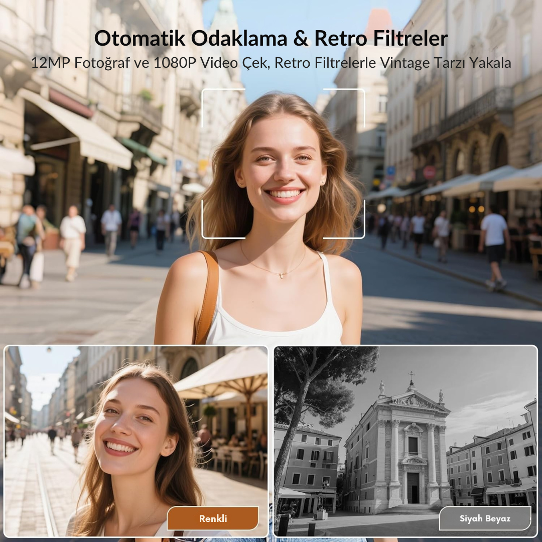 CHUZHAO Mini Retro Dijital Kamera – TLR Tarzı, Kompakt ve Eğlenceli - Lumipop